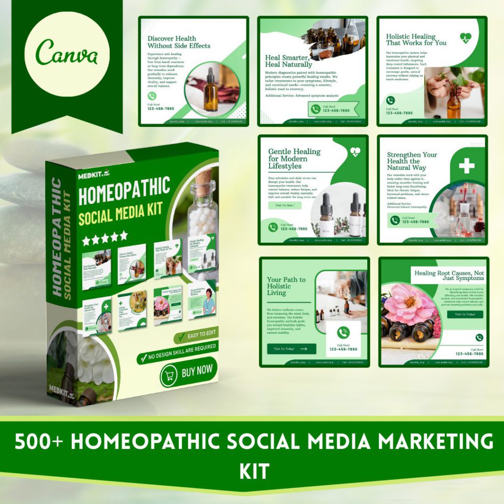 Homeopathic social media Canva templates