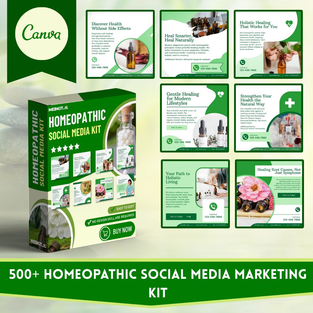 Copy of Medkit Homeopathic Social Media Kit Product Copy Homeopathic social media Canva templates