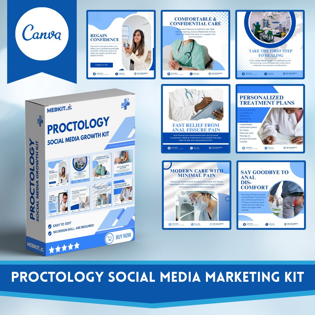 Copy of Medkit Piles, Fissure, Fistula Social Media Growth Kit Product Copy Proctology Social Media Canva Templates